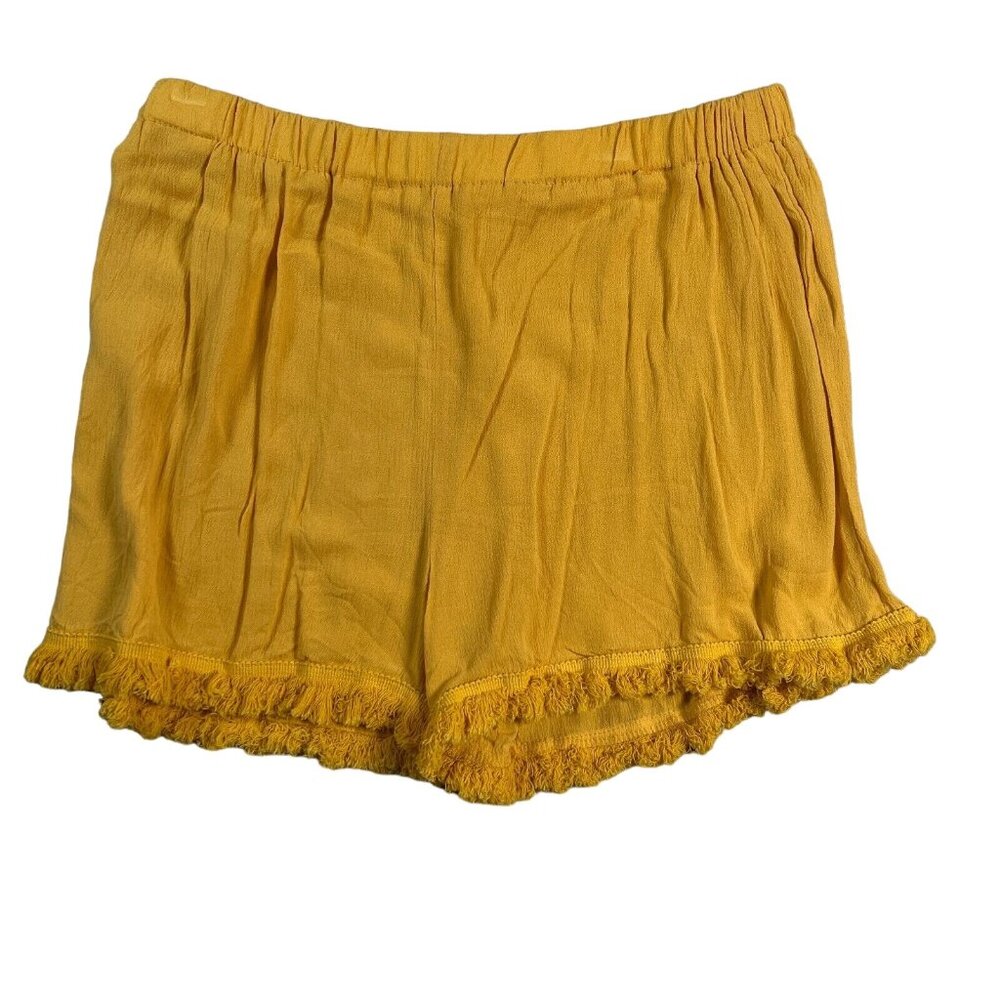 CHICME Women's Fringe Accented Tank Tunic & Shorts Polyester Blend Yellow XL - Picture 2 of 6